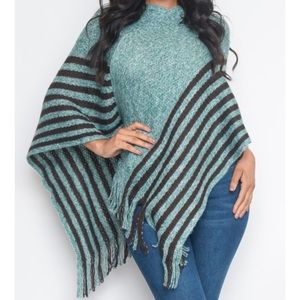 Green/dark brown poncho sweater
